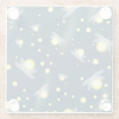 Ätherische glühende Glühwürmchen im Nachtmuster Glasuntersetzer (Rückseite)