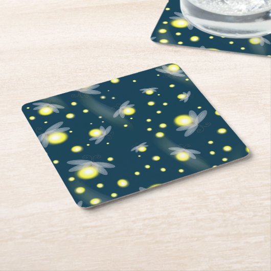 Ätherische glühende Glühwürmchen im Nachtmuster Rechteckiger Pappuntersetzer (angewinkelt)