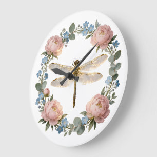 Ätherische Glühende Libellen-Kunst Große Wanduhr