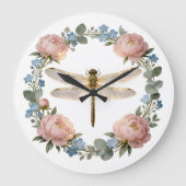 Ätherische Glühende Libellen-Kunst Große Wanduhr (Vorderseite)