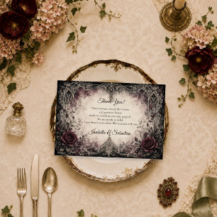 Ätherische gotische florale Hochzeit Dankeskarte