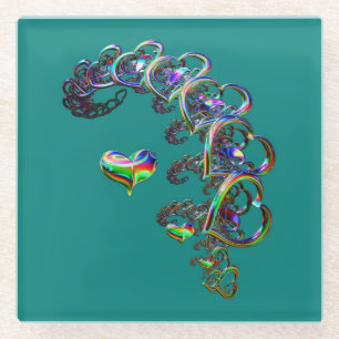 Ätherische Herzkaskade Glasuntersetzer