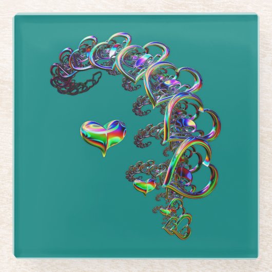 Ätherische Herzkaskade Glasuntersetzer (Vorderseite)