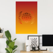 Ätherische Kleber - Rot und orange Blumendesign Poster (Heimbüro)
