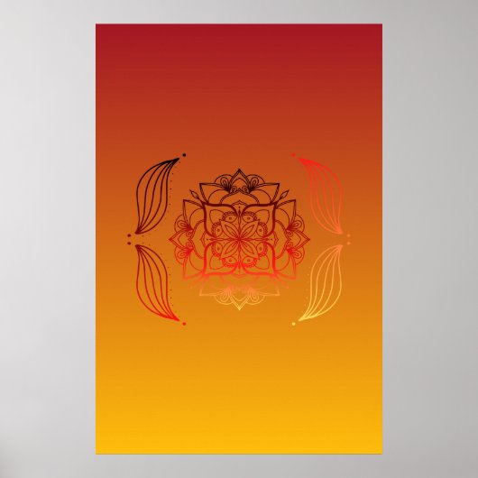 Ätherische Kleber - Rot und orange Blumendesign Poster (Vorne)