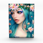 Ätherische Kunst | Schöne Fee mit blauem Haar Fotoblock (Vorderseite)