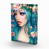 Ätherische Kunst | Schöne Fee mit blauem Haar Fotoblock (Rechts)