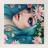 Ätherische Kunst | Schöne Fee mit blauem Haar Puzzle (Horizontal)