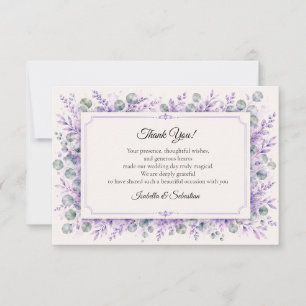 Ätherische Lavendel-Blumenhochzeit Dankeskarte