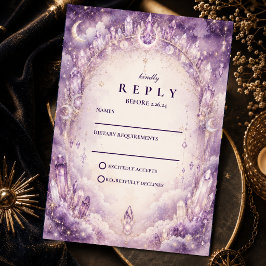 Ätherische lila himmlische Hochzeit RSVP Karte