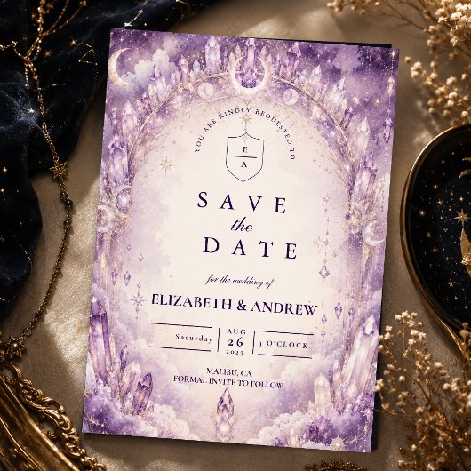 Ätherische lila himmlische Hochzeit Save The Date
