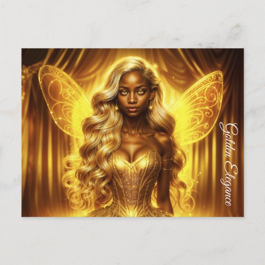 Ätherische Märchenprinzessin mit leuchtender golde Postkarte (Vorderseite)