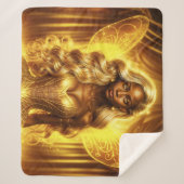 Ätherische Märchenprinzessin mit leuchtender golde Sherpadecke (Vorderseite)