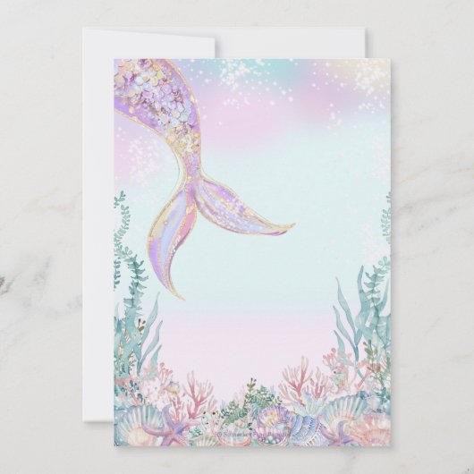 Ätherische Meerjungfrau Bash unter dem Meeresbecke Einladung (Rückseite)