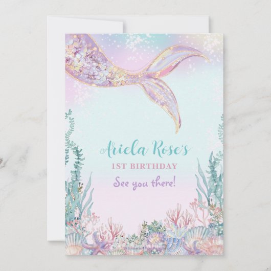 Ätherische Meerjungfrau Bash unter dem Meeresbecke Einladung (Rückseite)