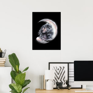 Ätherische Mondgöttin Surreal Himmlische Wandkunst Poster