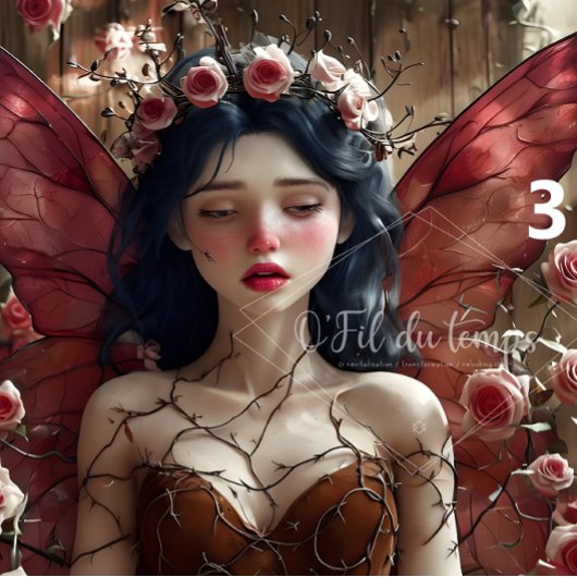 Ätherische Mühle umgeben von lebhaften rosa Rosen Seidenpapier