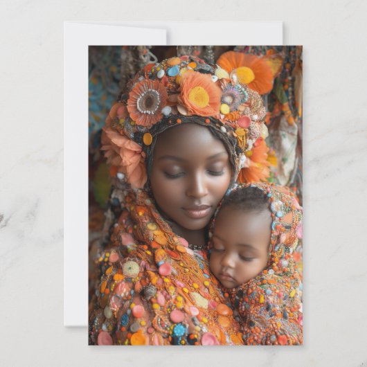 Ätherische Mutter Kind lebhaft Traditionelle Kleid Einladung (Vorderseite)