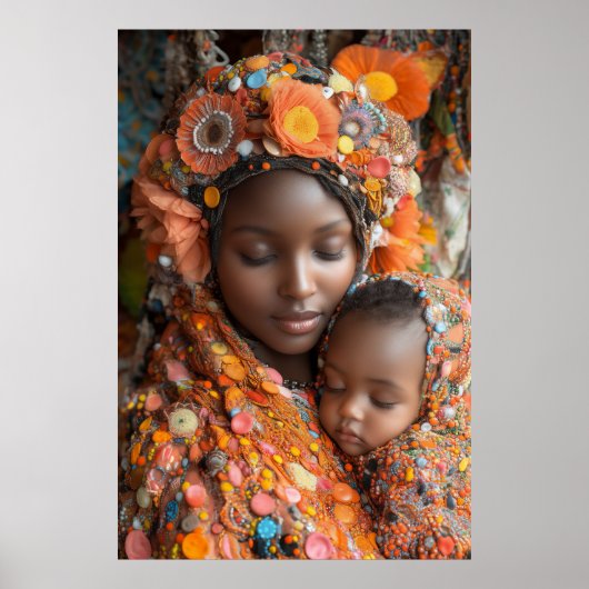 Ätherische Mutter Kind lebhaft Traditionelle Kleid Poster (Vorne)