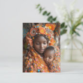 Ätherische Mutter Kind lebhaft Traditionelle Kleid Postkarte (Stehend Vorderseite)