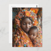 Ätherische Mutter Kind lebhaft Traditionelle Kleid Postkarte (Vorne/Hinten)