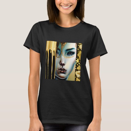 Ätherische Mystische Göttin in Gold T-Shirt (Vorderseite)