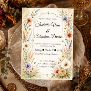 Ätherische Pastell-Wildblumen-Romanze-Hochzeit Einladung