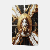 Ätherische Präsenz Gesicht von Jesus in Marmor geh Ornament Aus Metall (Vorderseite links)