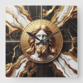 Ätherische Präsenz Gesicht von Jesus in Marmor geh Quadratische Wanduhr (Vorderseite)