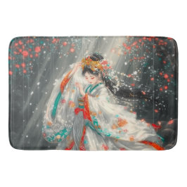 Ätherische Prinzessin in einem Fantasy-Garten Badematte