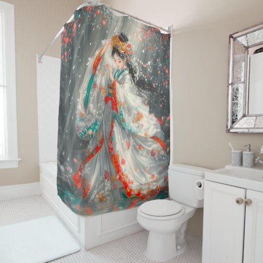 Ätherische Prinzessin in einem Fantasy-Garten Duschvorhang (Beispiel)