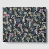 Ätherische Quallen und Anemone in Aquamarin und ro Gästebuch (Rückseite)