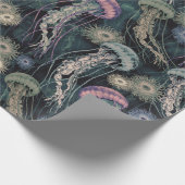 Ätherische Quallen und Anemone in Aquamarin und ro Geschenkpapier (Ecke)