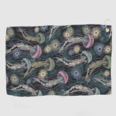 Ätherische Quallen und Anemone in Aquamarin und ro Golfhandtuch (Horizontal)