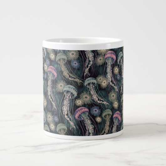 Ätherische Quallen und Anemone in Aquamarin und ro Jumbo-Tasse (Vorderseite)