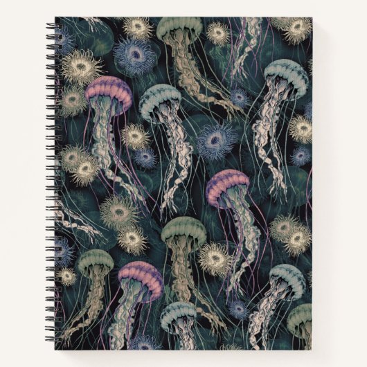 Ätherische Quallen und Anemone in Aquamarin und ro Notizblock (Vorderseite)