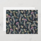 Ätherische Quallen und Anemone in Aquamarin und ro Postkarte (Vorne/Hinten)