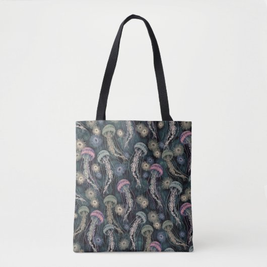 Ätherische Quallen und Anemone in Aquamarin und ro Tasche (Vorderseite)