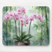 Ätherische rosa Orchideen und Bambus Mousepad (Vorne)