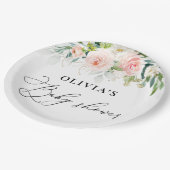 Ätherische Rosa Rosen Babydusche Papierplatte Pappteller (Schrägansicht)