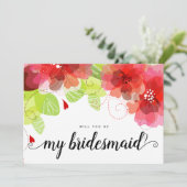 Ätherische rote Blume werden meine Brautjungfrau s Einladung (Stehend Vorderseite)