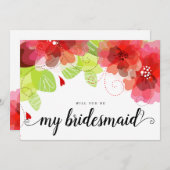 Ätherische rote Blume werden meine Brautjungfrau s Einladung (Vorne/Hinten)