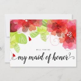 Ätherische rote Blume werden meine Trauzeugin sein Einladung