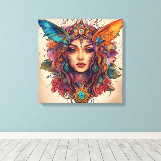 "Ätherische Schönheit: Canva Kunst des Mesmerisier Leinwanddruck (Insitu (Holzboden))