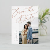 Ätherische Schrift | Elegantes Foto Save the Date Folieneinladung (Stehend vorne)