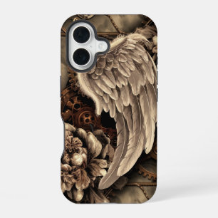 Ätherische Steampunk-Flügel, Zahnräder und Blüten iPhone 16 Hülle