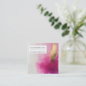 Ätherische Strahlung | Rosa und Gold Quadratische Visitenkarte (Stehend Vorderseite)