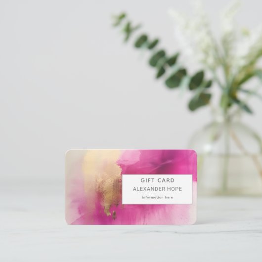 Ätherische Strahlung | Rosa und goldenes Geschenk Visitenkarte (Stehend Vorderseite)
