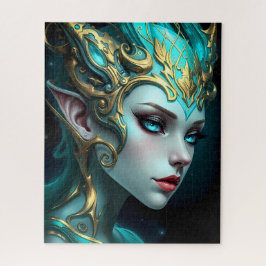 Ätherische Teal-Elfen-Göttin mit goldenem Diadem Puzzle