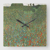 Ätherische Träume: Gustav Klimts Mohnfeld Quadratische Wanduhr (Vorderseite)
